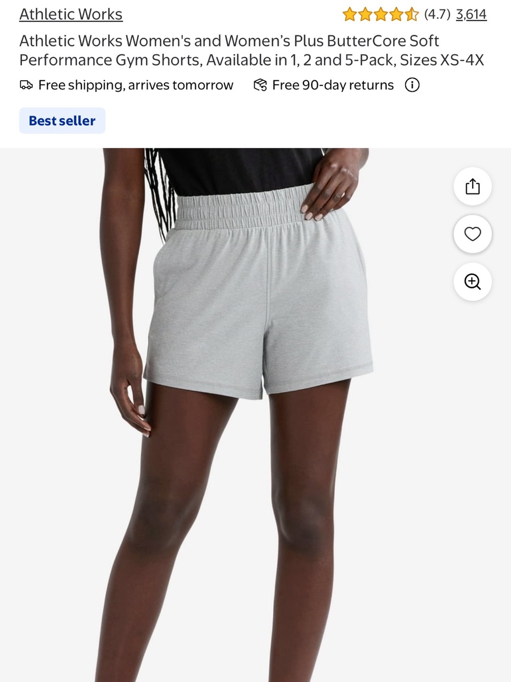 Athletic Works Buttercore Light Heather green Women's Athletic Shorts - Picture 7 of 10
